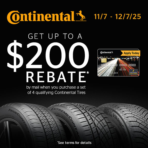 Up to $200 Rebate on Continental Tires